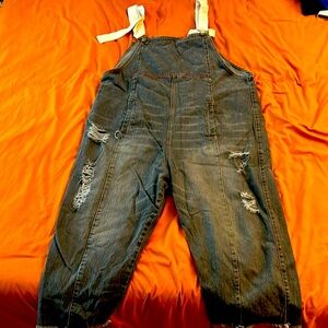 Black denim Overalls oversized